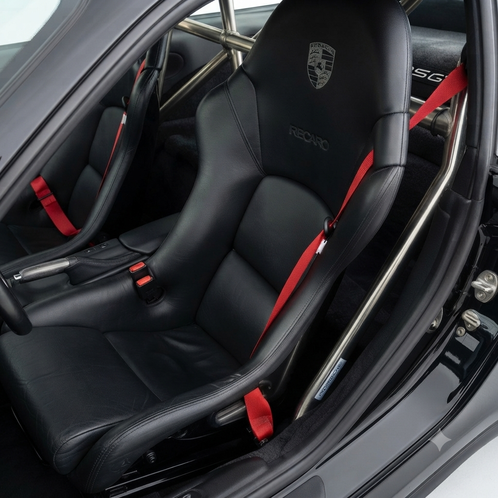 Porsche Reproduction Red Seat Belt Kit 996 997 Turbo Carrera 4S GT2 GT3 RS with Recaro Pads