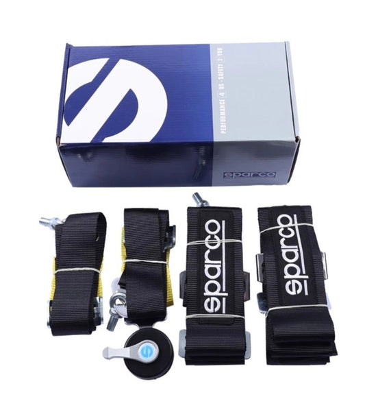 SPARCO Racing 4 Point 3" Seat Belt Quick Release Seatbelt Snap-On Harness BLACK