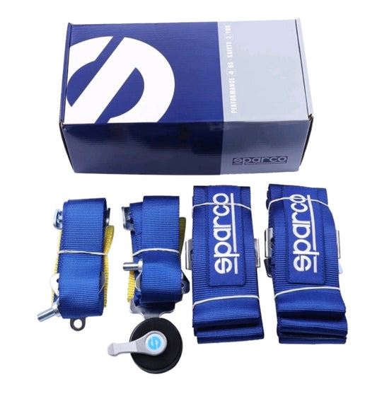 SPARCO Racing 4 Point 3" Seat Belt Quick Release Seatbelt Snap-On Harness BLUE