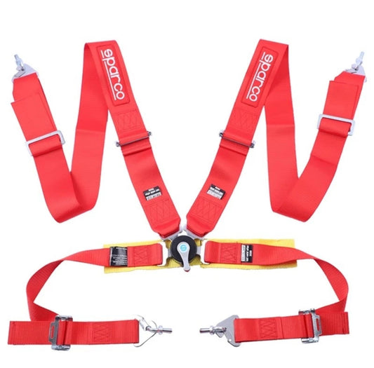 SPARCO Racing 4 Point 3" Seat Belt Quick Release Seatbelt Snap-On Harness RED