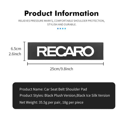 JDM RECARO BLACK THICK SEAT BELT DRIFT SHOULDER PAD RACE STREET CRUISE V8 TURBO