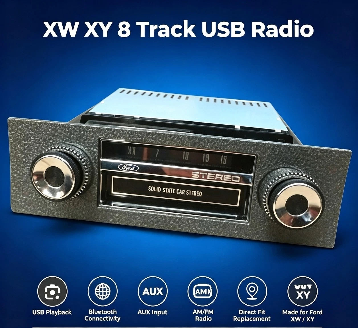Brand New USB Radio - Dummy Face XW 8 TRACK PLAYER GS GT FALCON FAIRMONT ARGENT