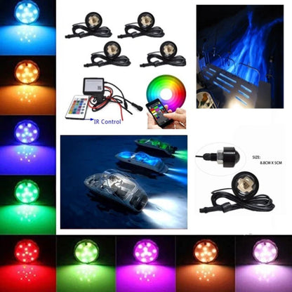 FISHING TRAILER BOAT TRANSOM SQUID MULTI COLOUR LED UNDERWATER LIGHTS B/T REMOTE SUBMERSIBLE